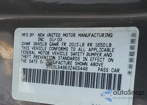 2003 Pontiac Vibe from USA, damaged, VIN 5Y2SL64863Z465448